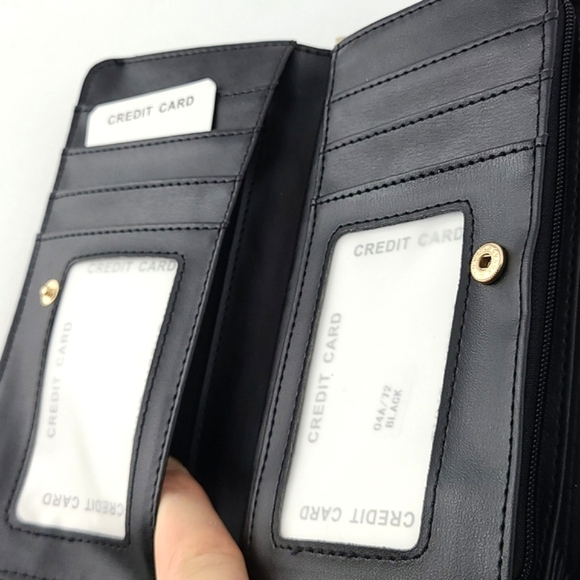 Move&Moda Black Patent Mock-Croc Trifold Wallet  Clutch - Picture 8 of 13